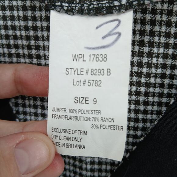 Vintage Houndstooth Button Down Mini Dress Womens 9 Academia Office Siren 90s - Picture 4 of 9